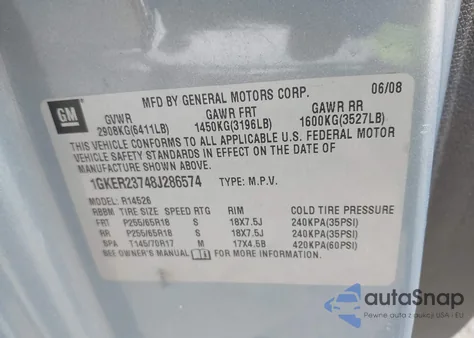 2008 GMC Acadia Slt-1 z USA, uszkodzony, nr VIN 1GKER23748J286574